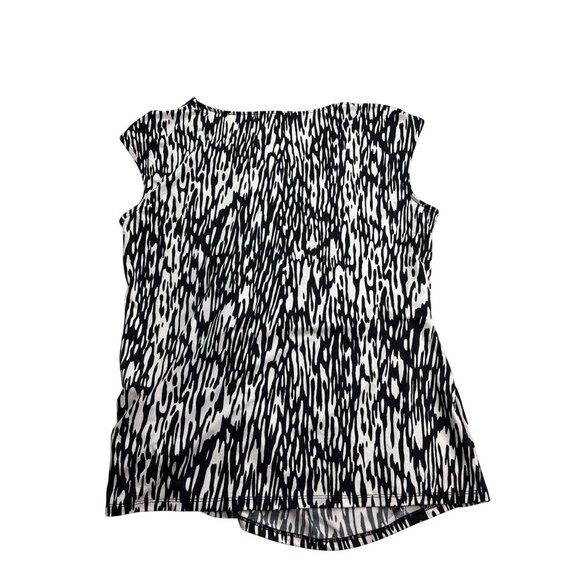 Dana Buchman Womens Abstract Animal Print Cowl Neck Ruched Top Size L - Picture 2 of 5